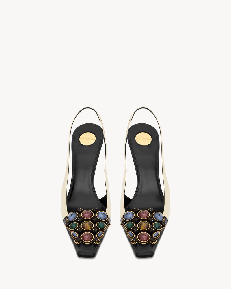ICELAND slingback pumps in smooth leather and crystals