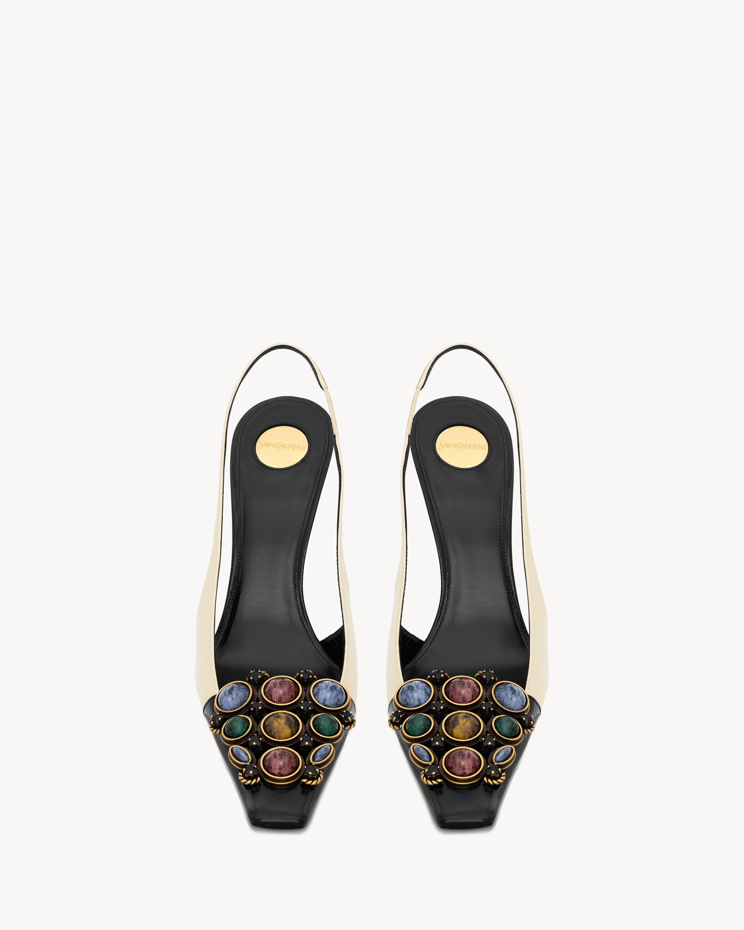 ICELAND slingback pumps in smooth leather and crystals