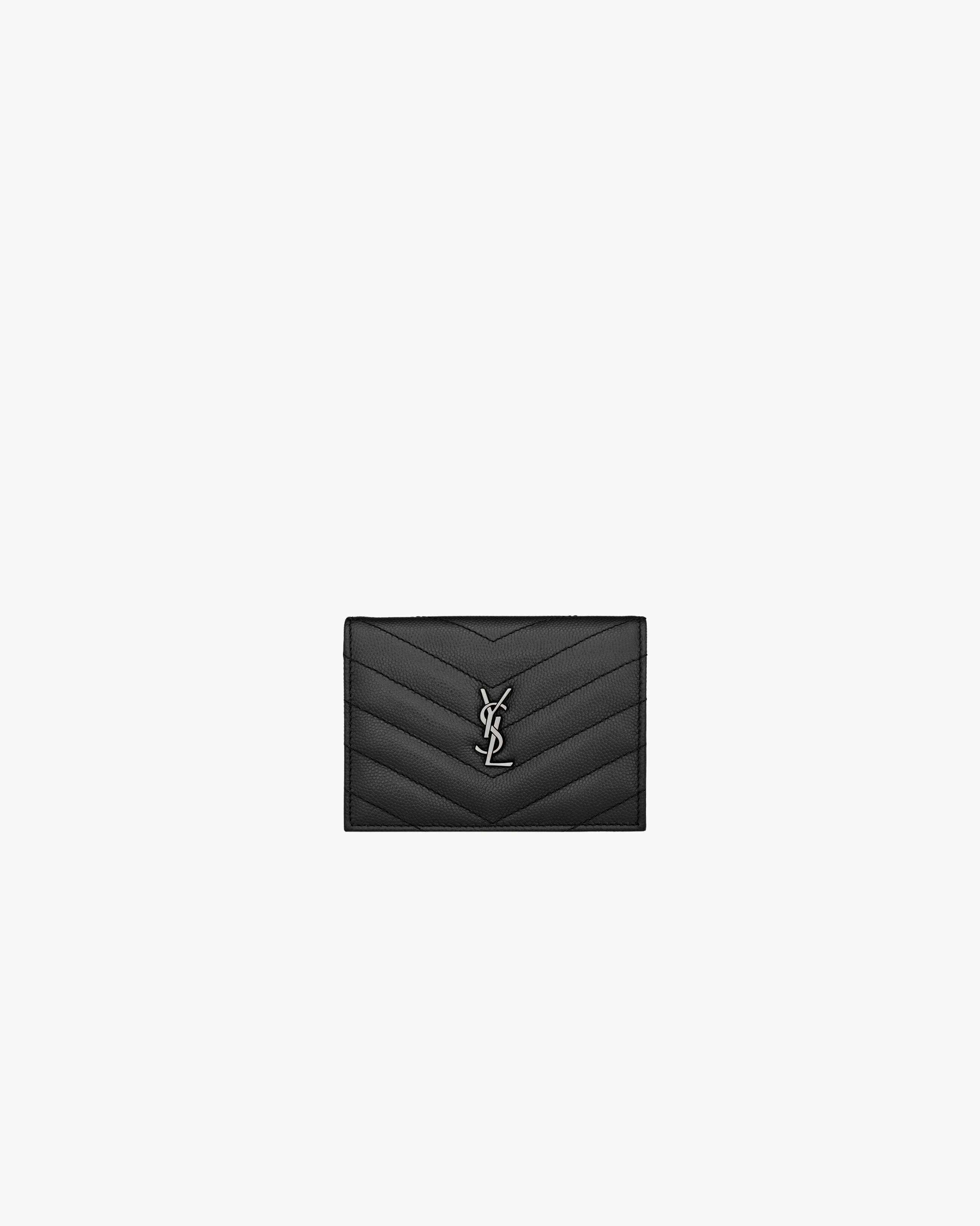 CASSANDRE MATELASSÉ FLAP CARD CASE IN GRAIN DE POUDRE LEATHER