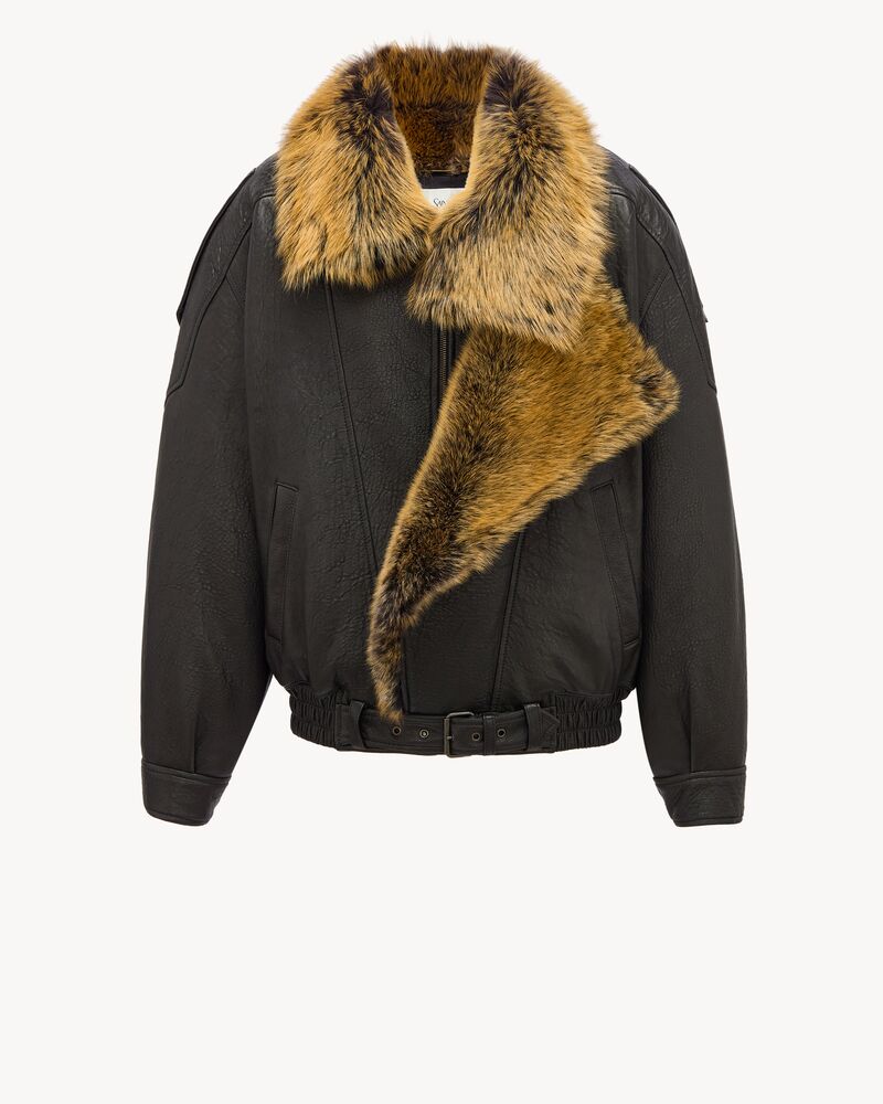 Bomberjacke aus Bubble-Lammleder und Shearling