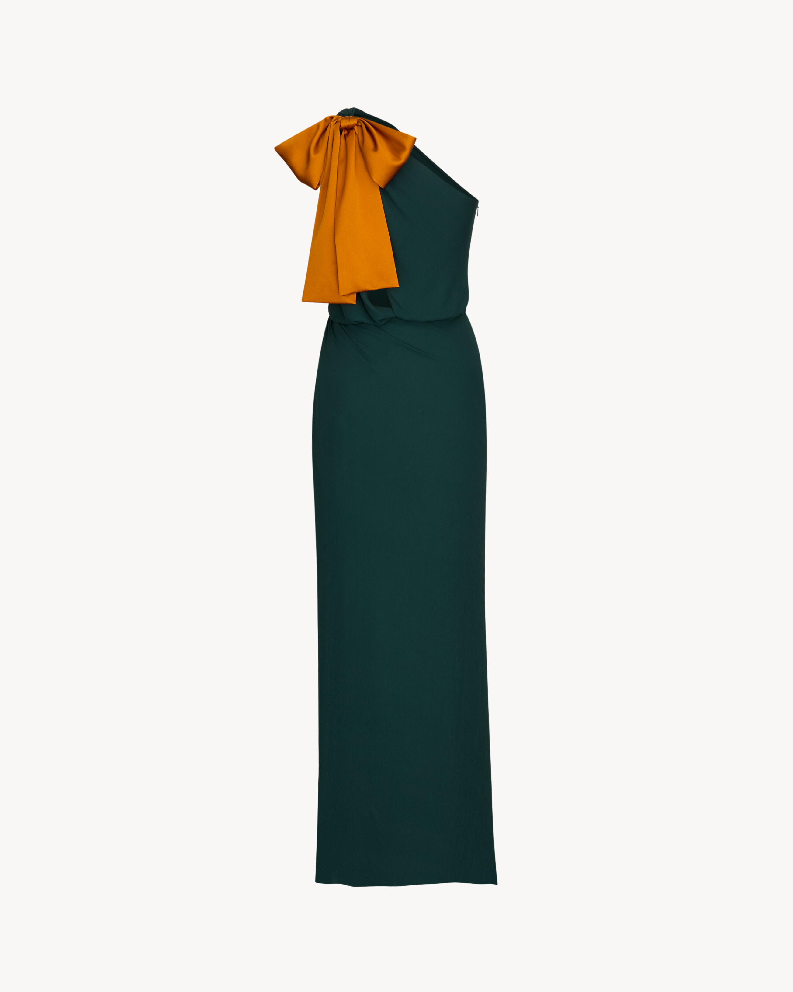 one-shoulder dress in silk crepe muslin in Green | Saint Laurent | YSL EN-US one-shoulder dress in silk crepe muslin in Green | Saint Laurent | YSL EN-US