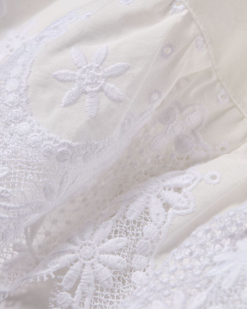 A-line dress in embroidered cotton poplin