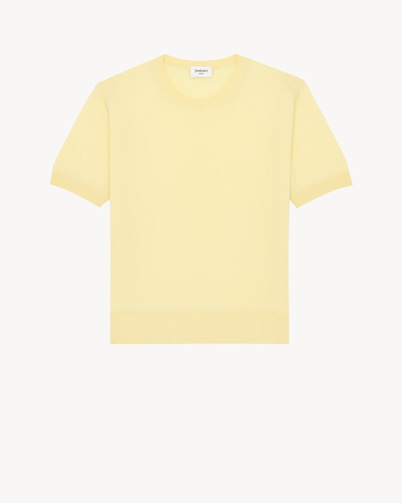 crewneck T-shirt in cashmere, wool, and silk