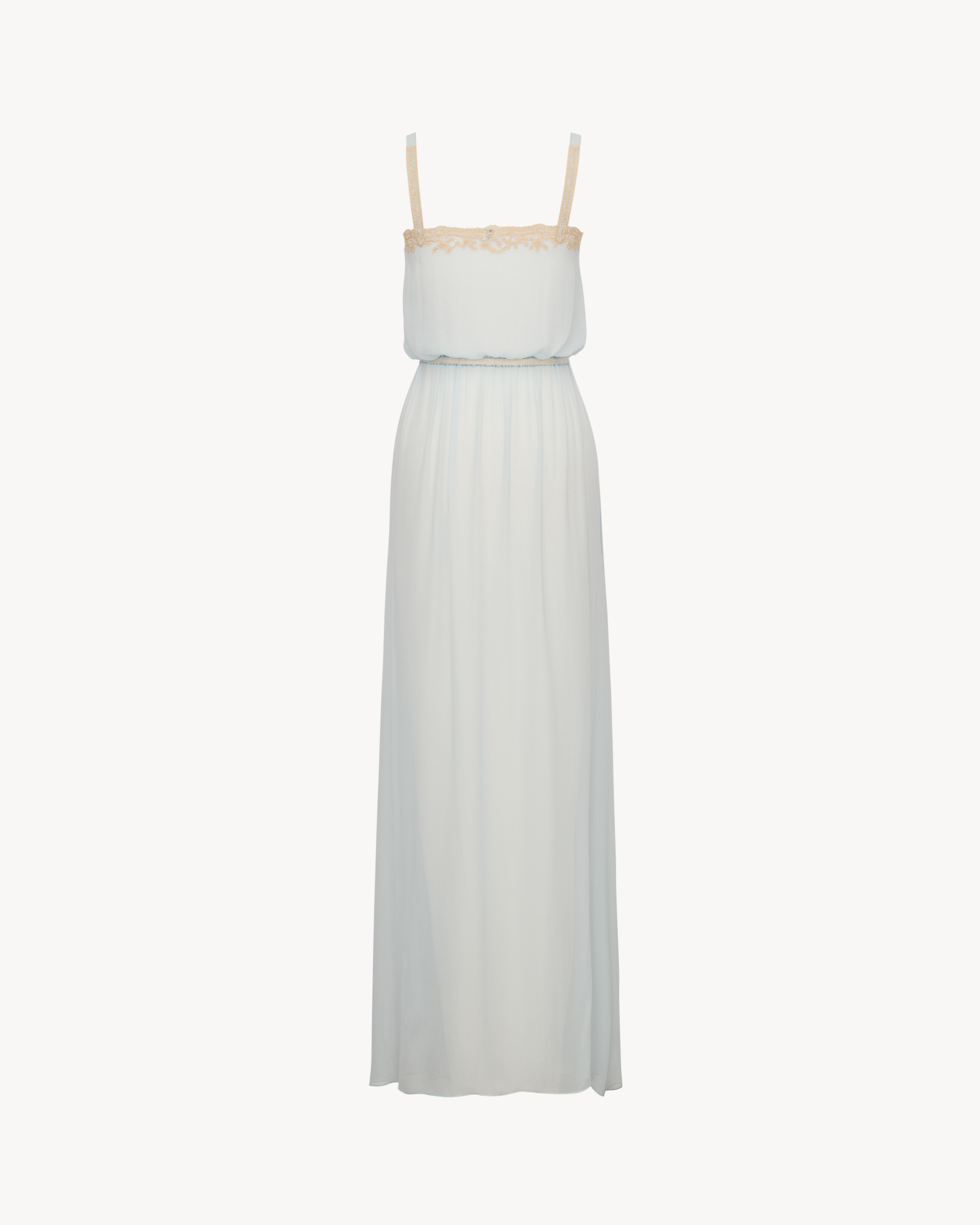 Abito in mussola mussola di crêpe di seta e pizzo