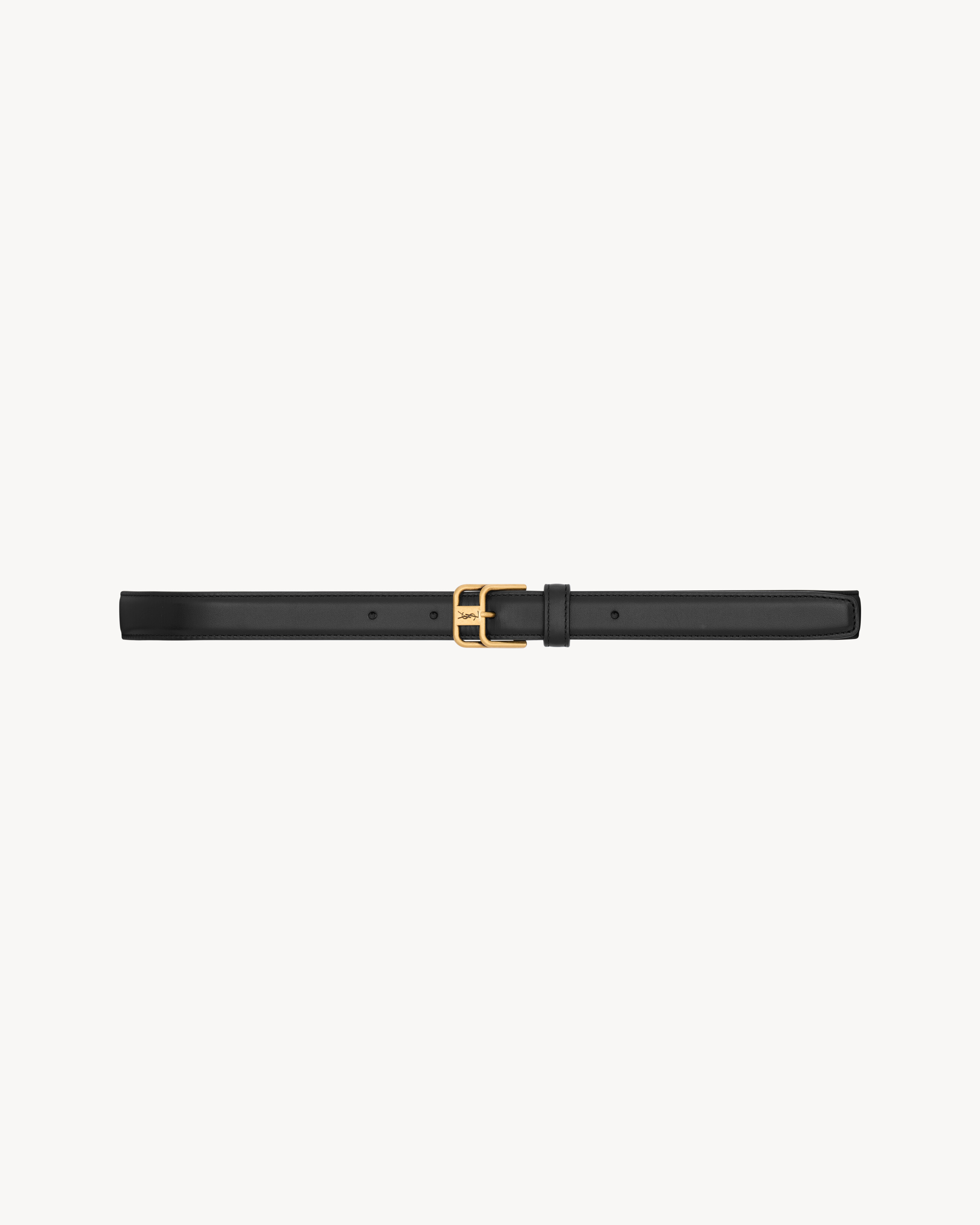 CASSANDRE double-buckle thin belt in smooth leather