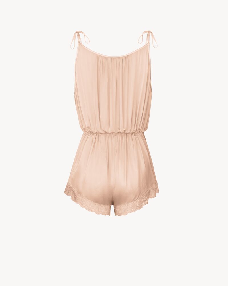 laced romper in silk crepe muslin