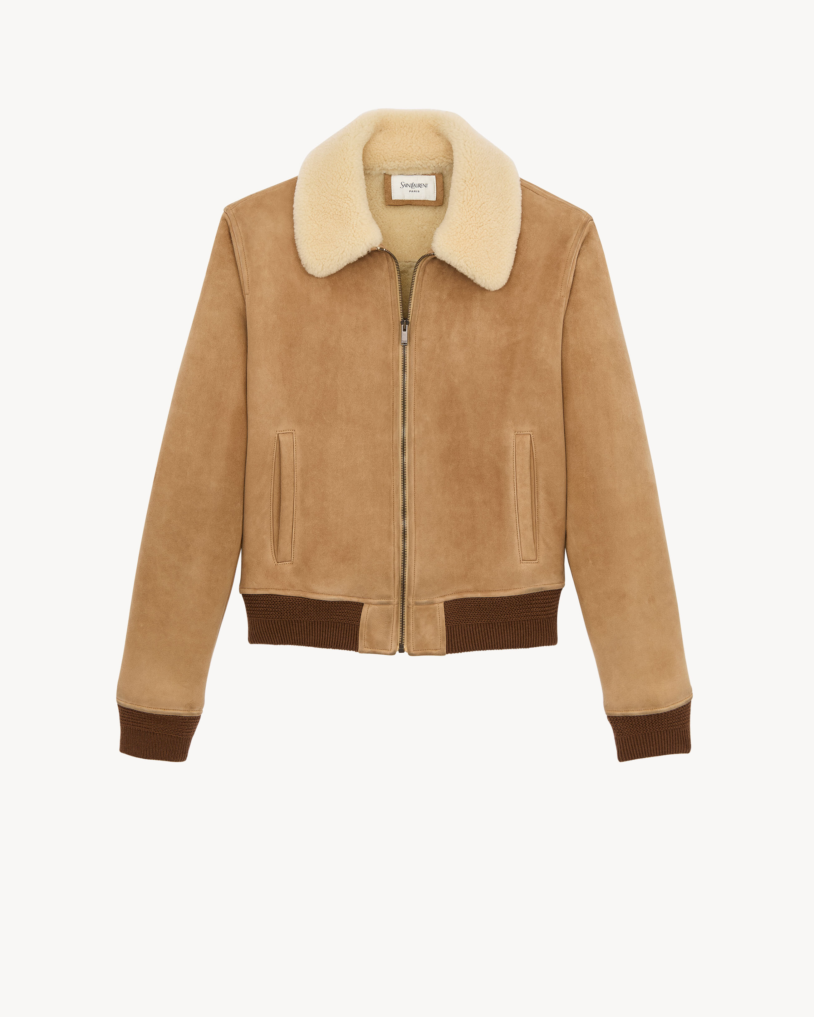 bomber jacket in suede and shearling