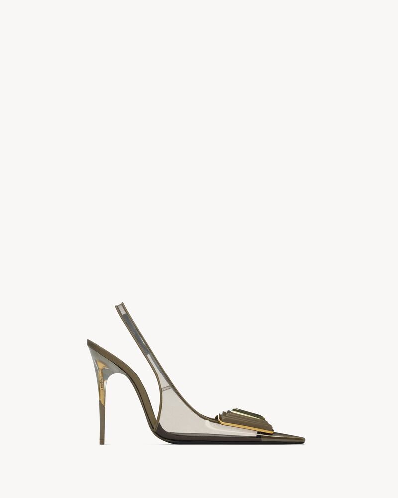 SIBYL slingback pumps in TPU, patent leather, and satin