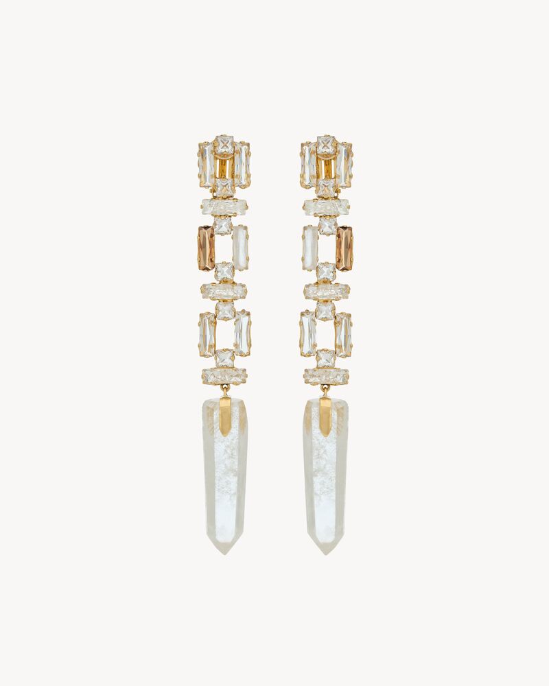 obelisk earrings in crystal rock and glass