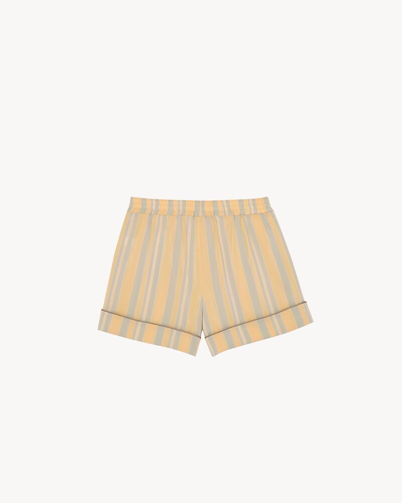 pajama shorts in striped cotton and silk