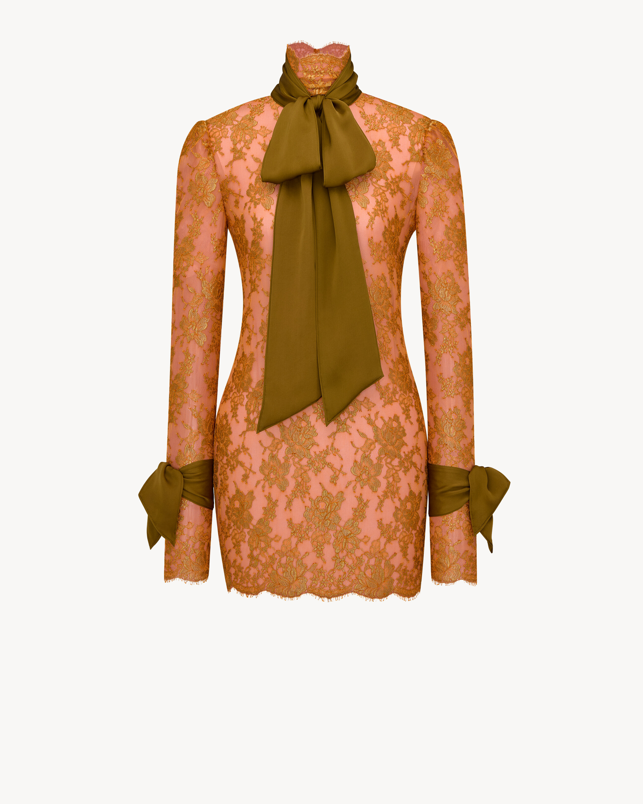 lavallière mini dress in metallic lace