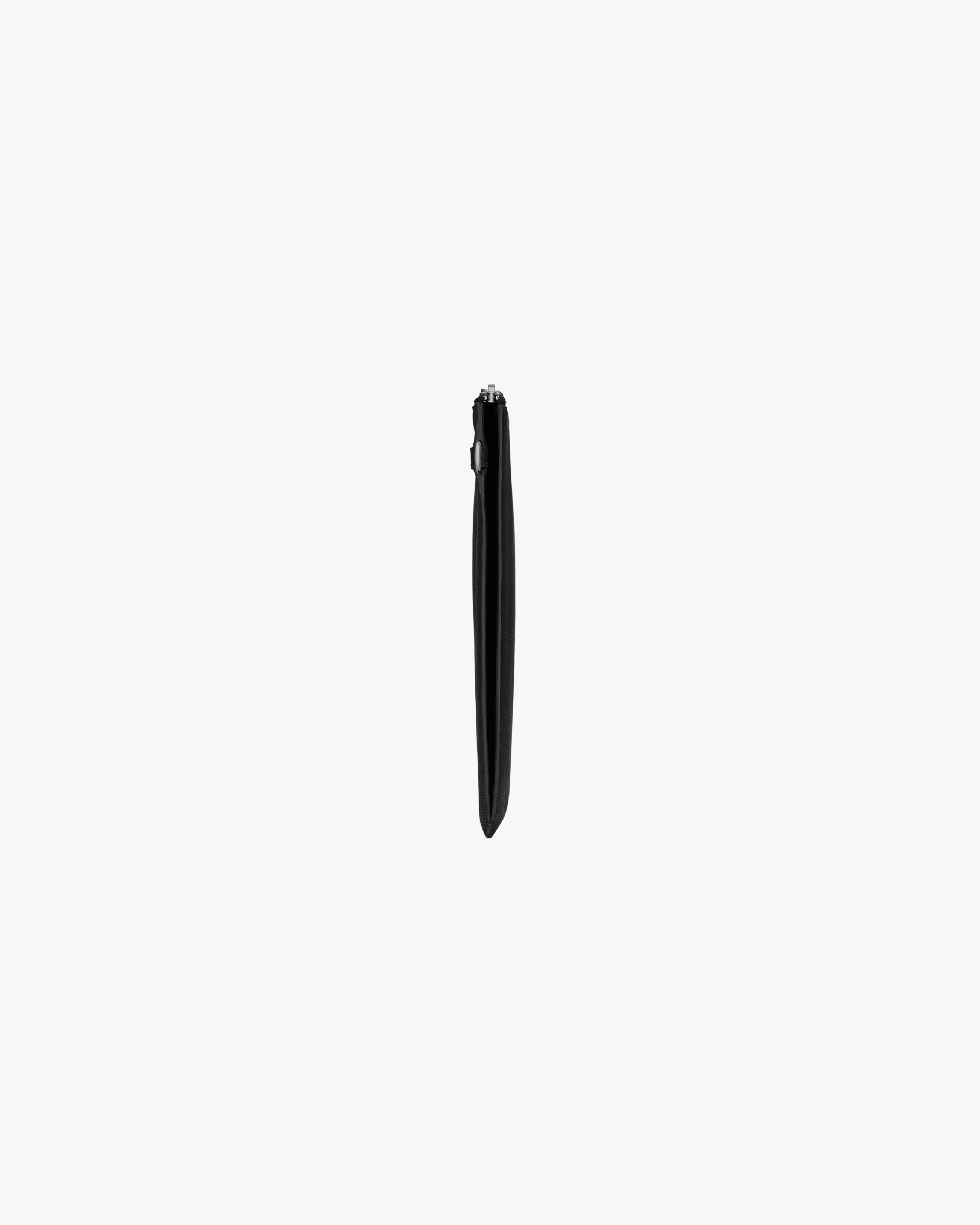 Saint Laurent Paris zipped tablet holder in grain de poudre-leather
