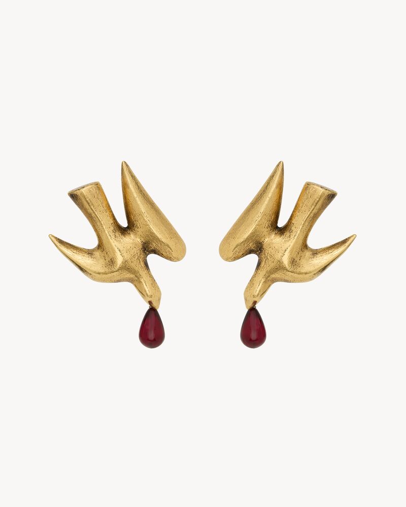 dove earrings in brass and resin