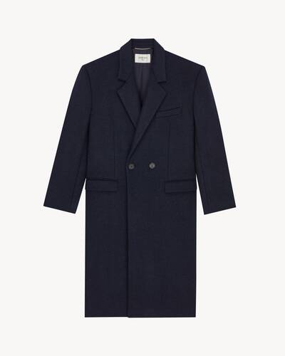 80's coat in double-face wool felt in Blue | Saint Laurent | YSL LT