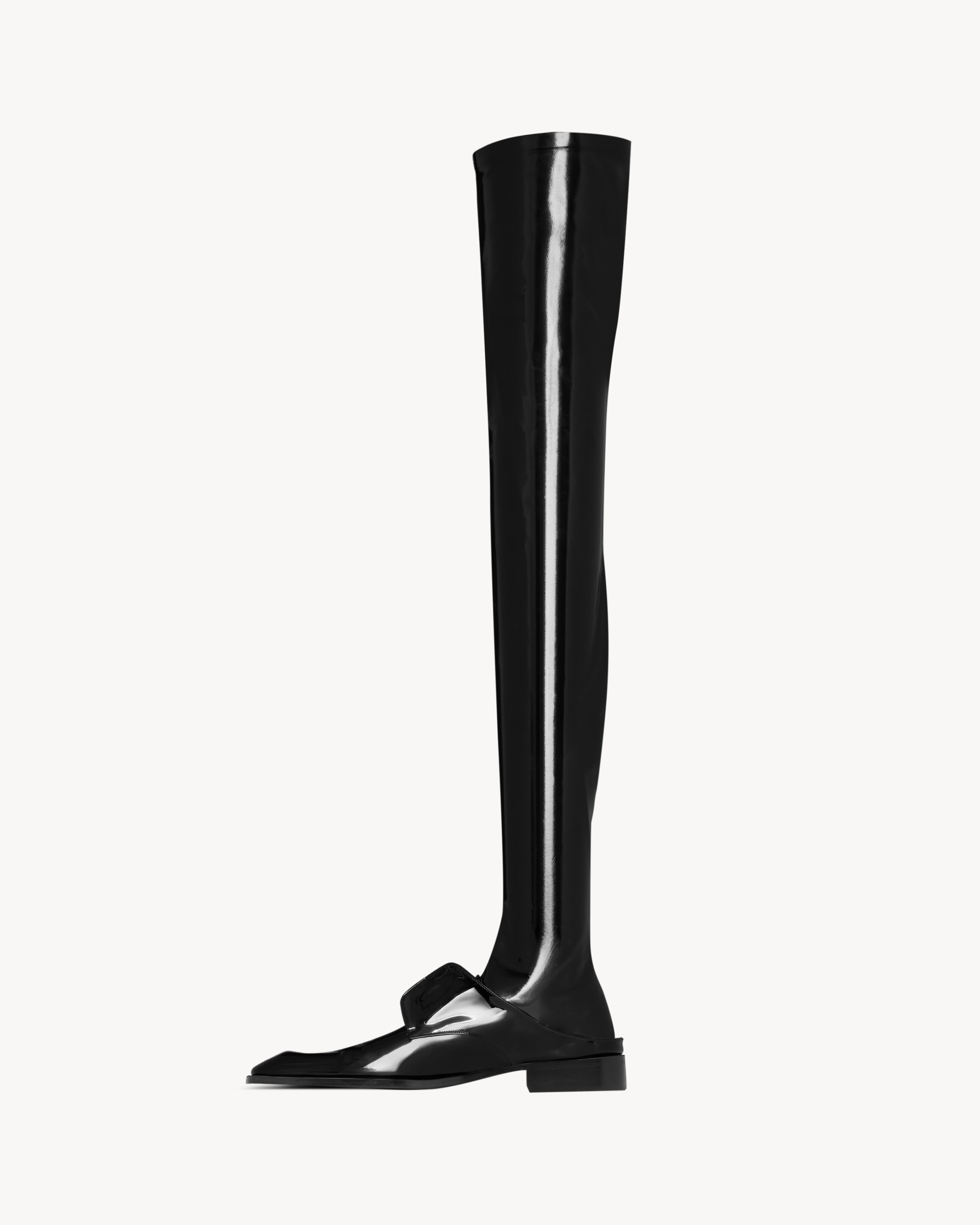 Botas por encima de la rodilla Romeo de charol y vinilo