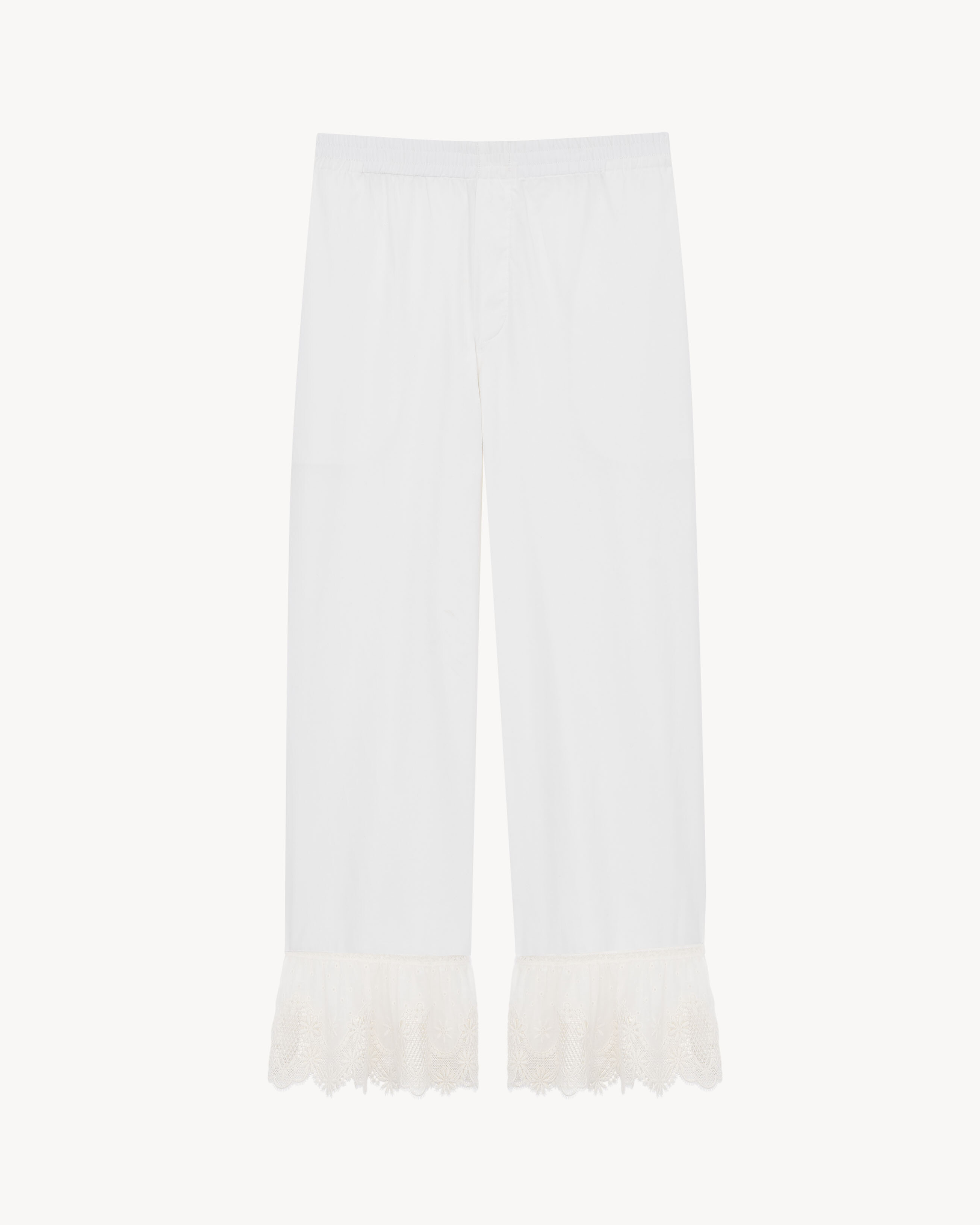 lace-cuff pants in cotton poplin