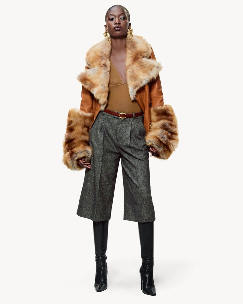 jacket in lambskin and shearling