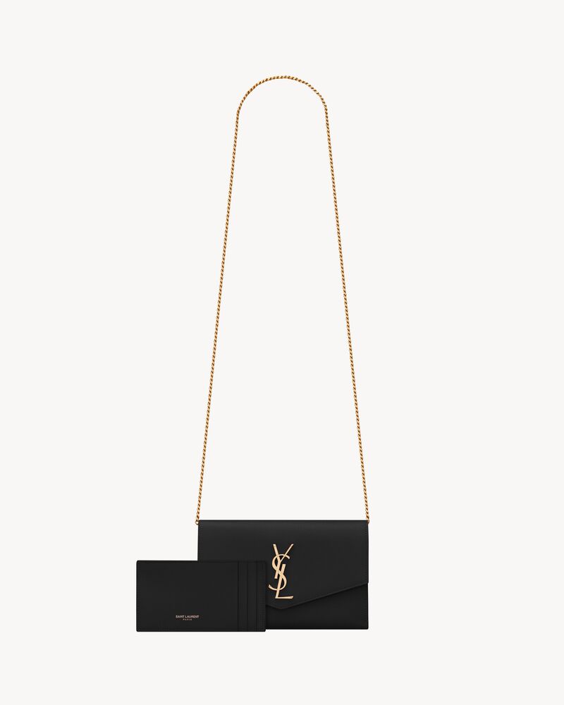 UPTOWN CHAIN WALLET EN CUIR GRAIN DE POUDRE
