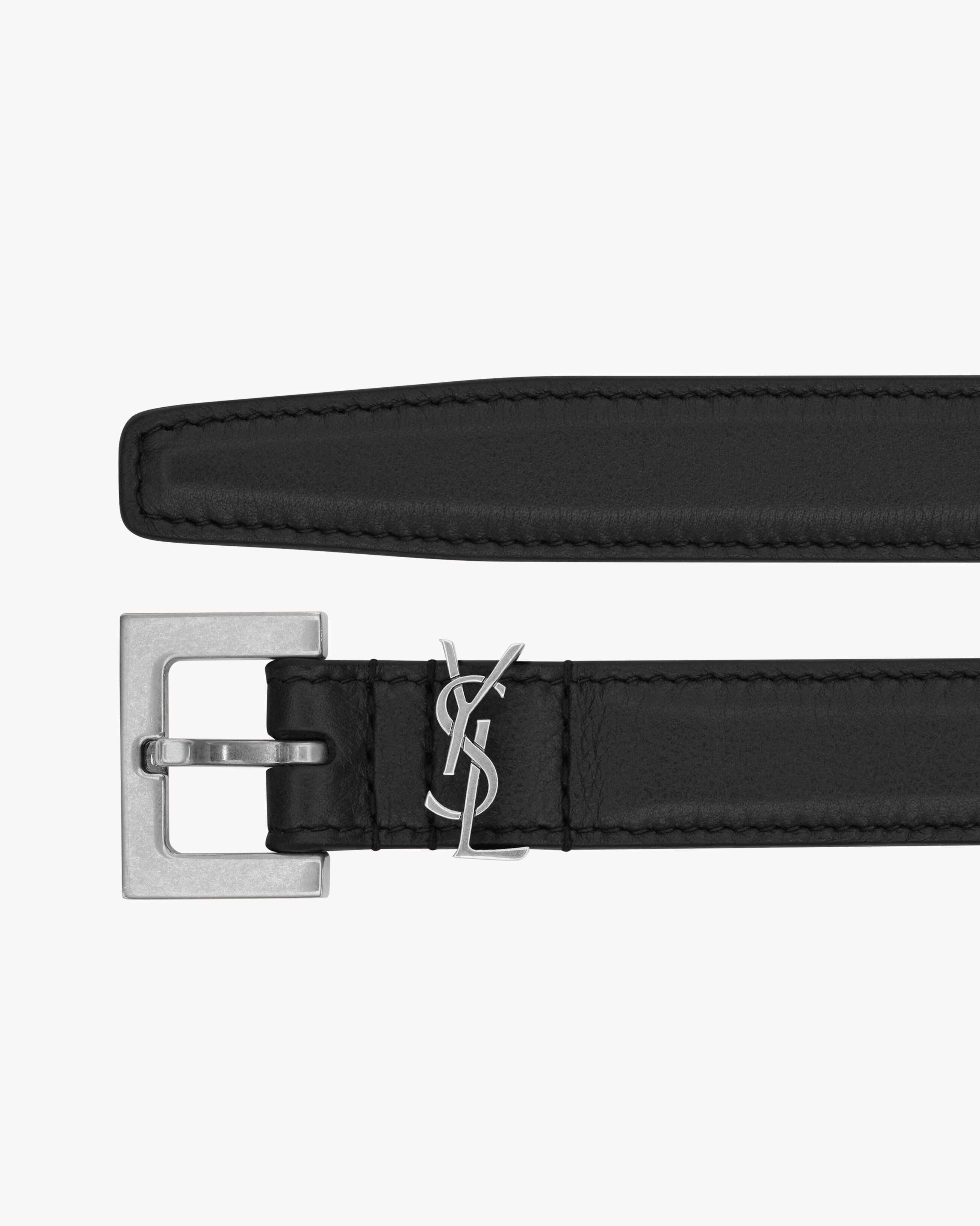 Cassandre thin belt with square buckle in lacquered leather