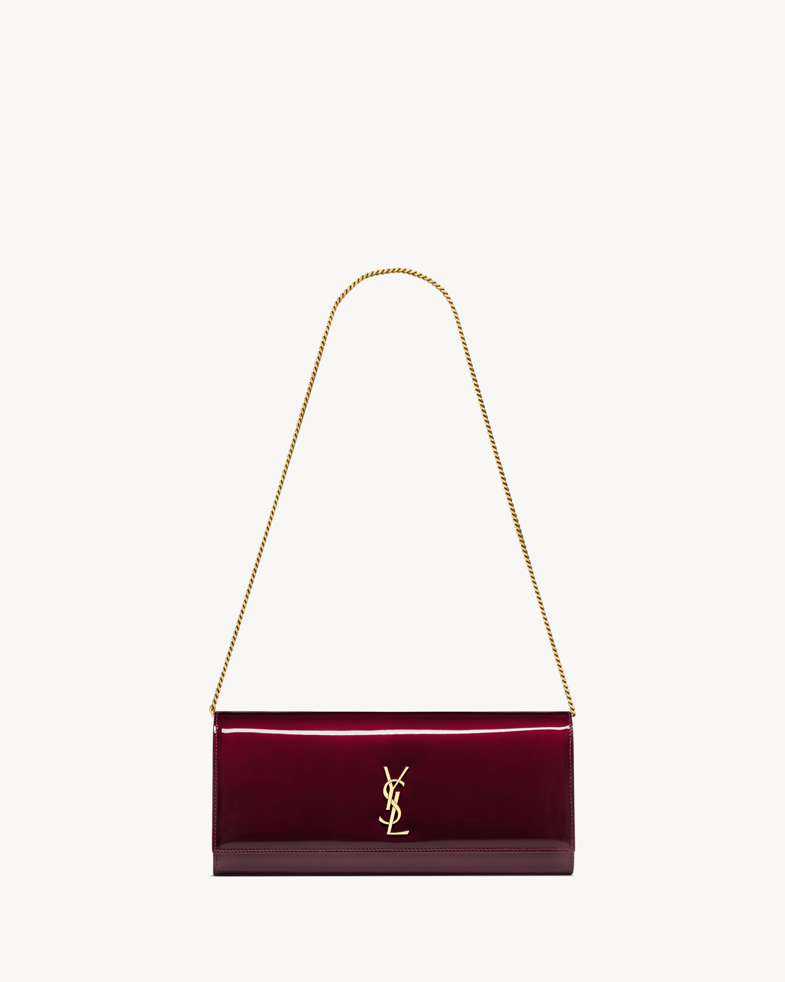 bolsa clutch KATE em couro envernizado