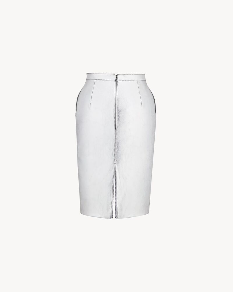 pencil skirt in metallic leather