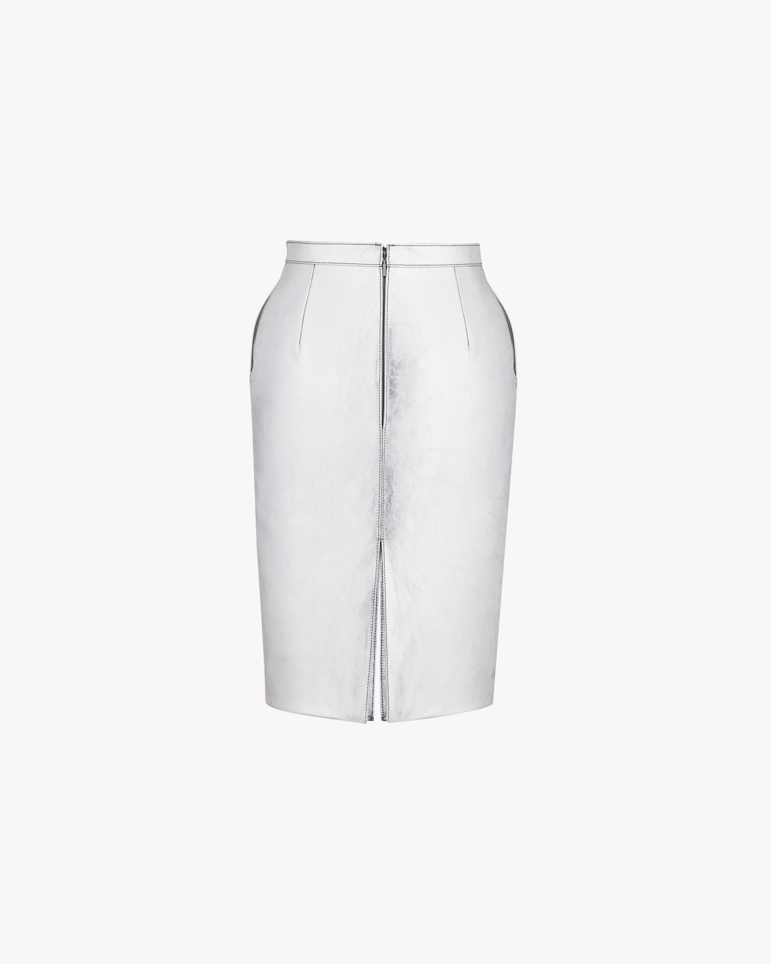 pencil skirt in metallic leather