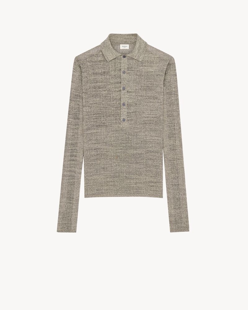 polo in ribbed stretch linen