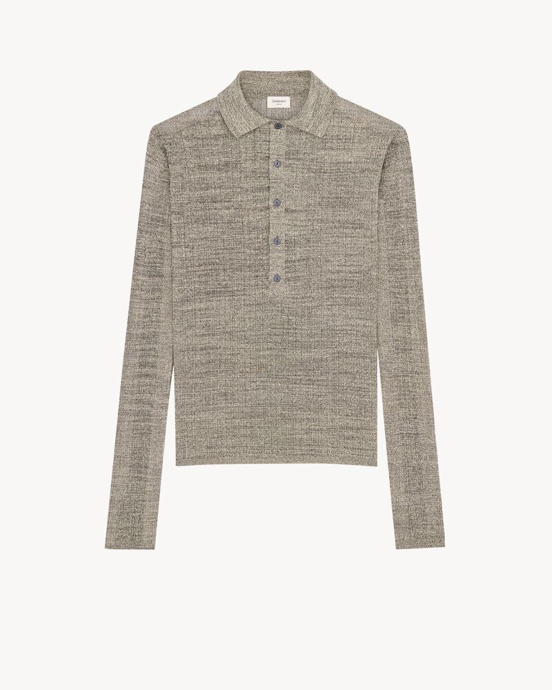 polo in ribbed stretch linen