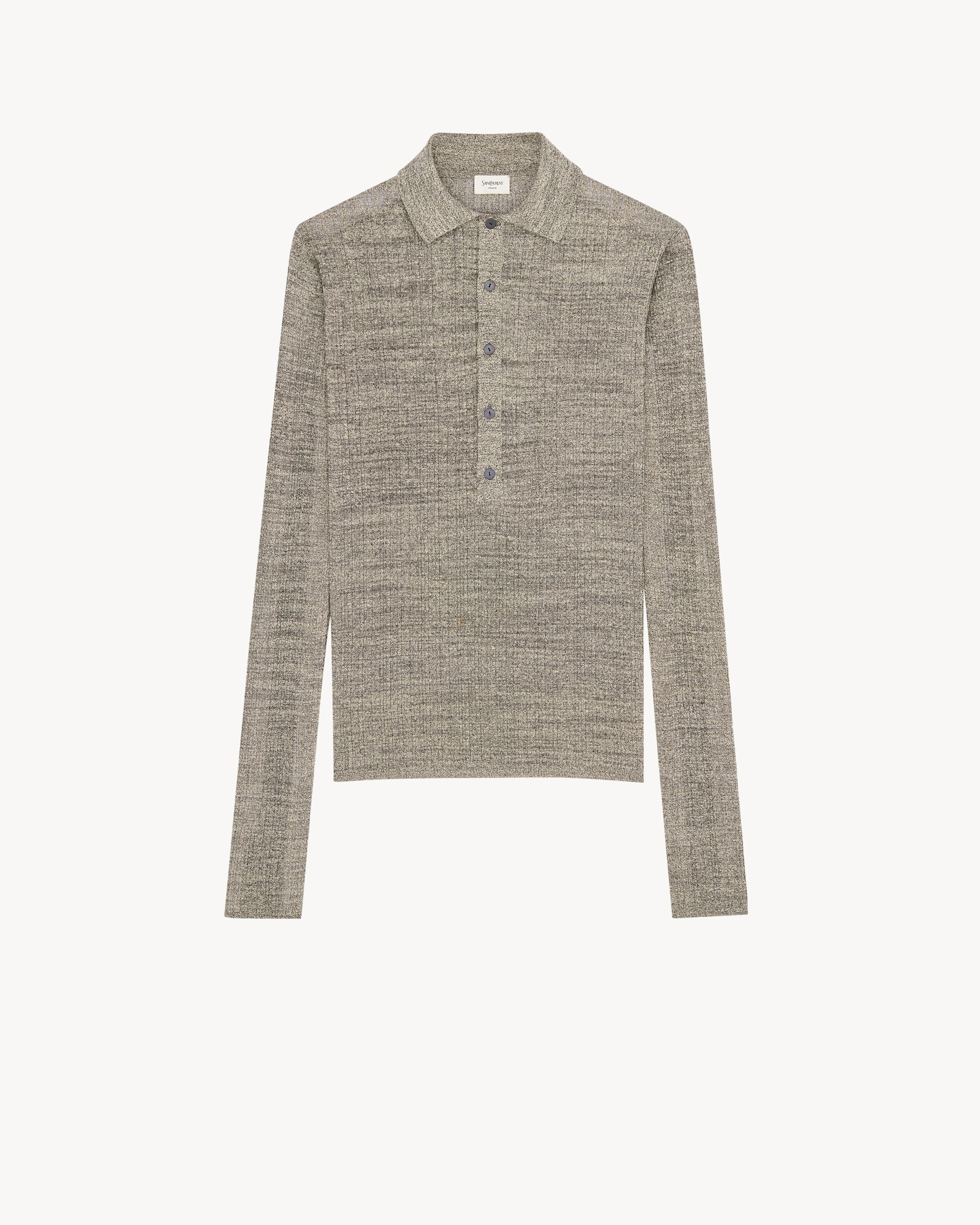 polo in ribbed stretch linen