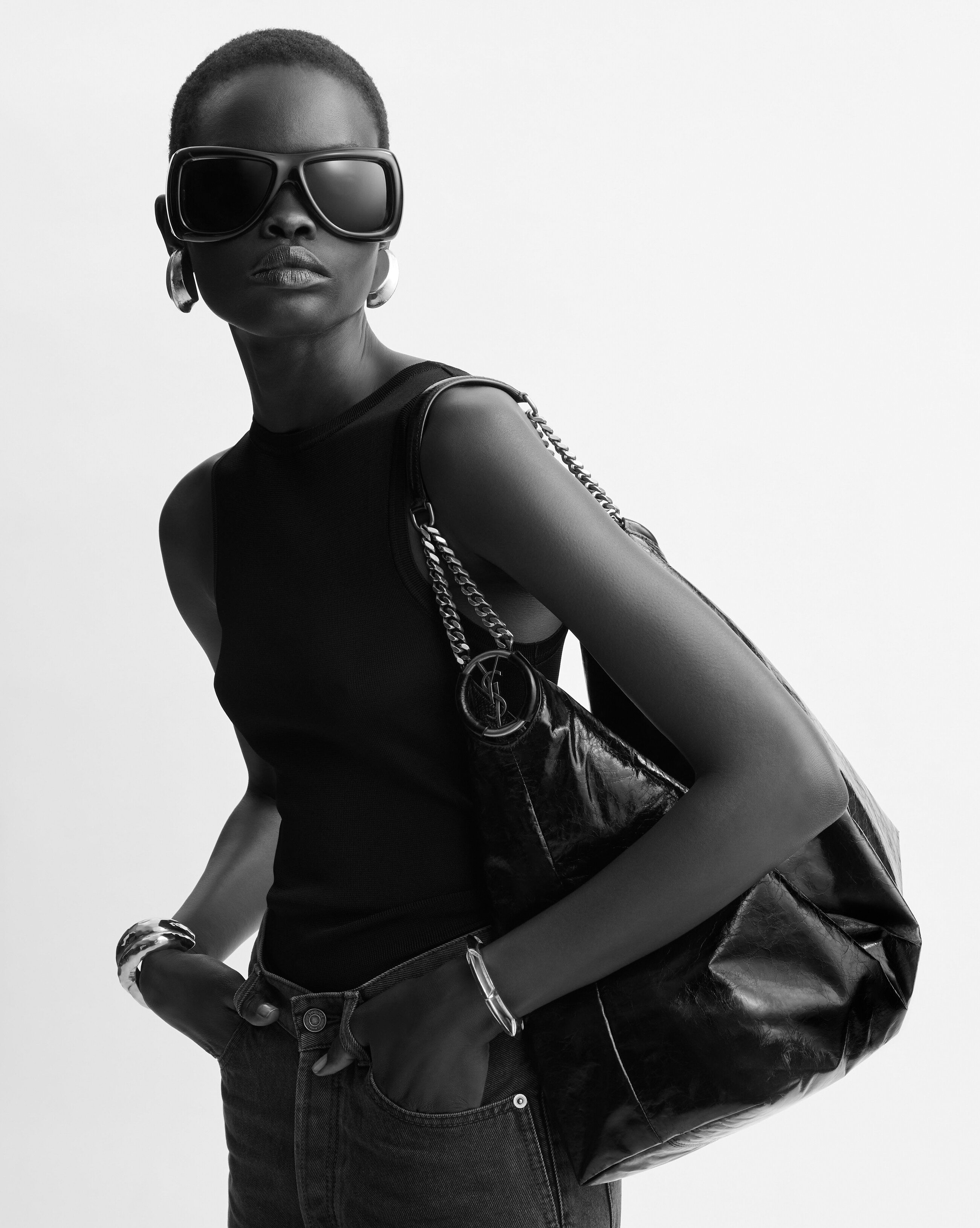 HORTENSE hobo in shiny leather