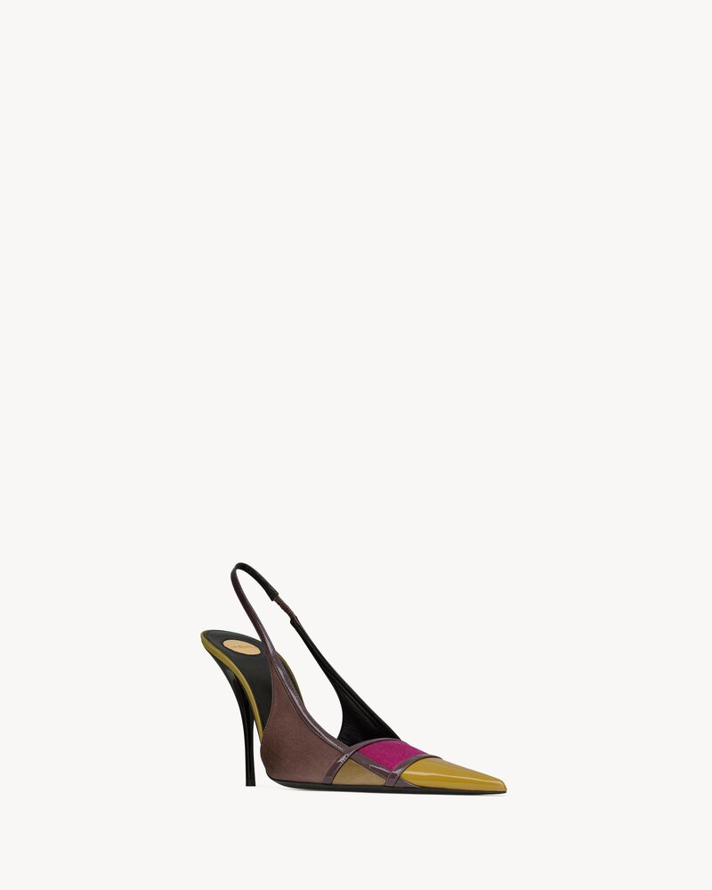 JAZZ slingback pumps in satin crepe and patent leather