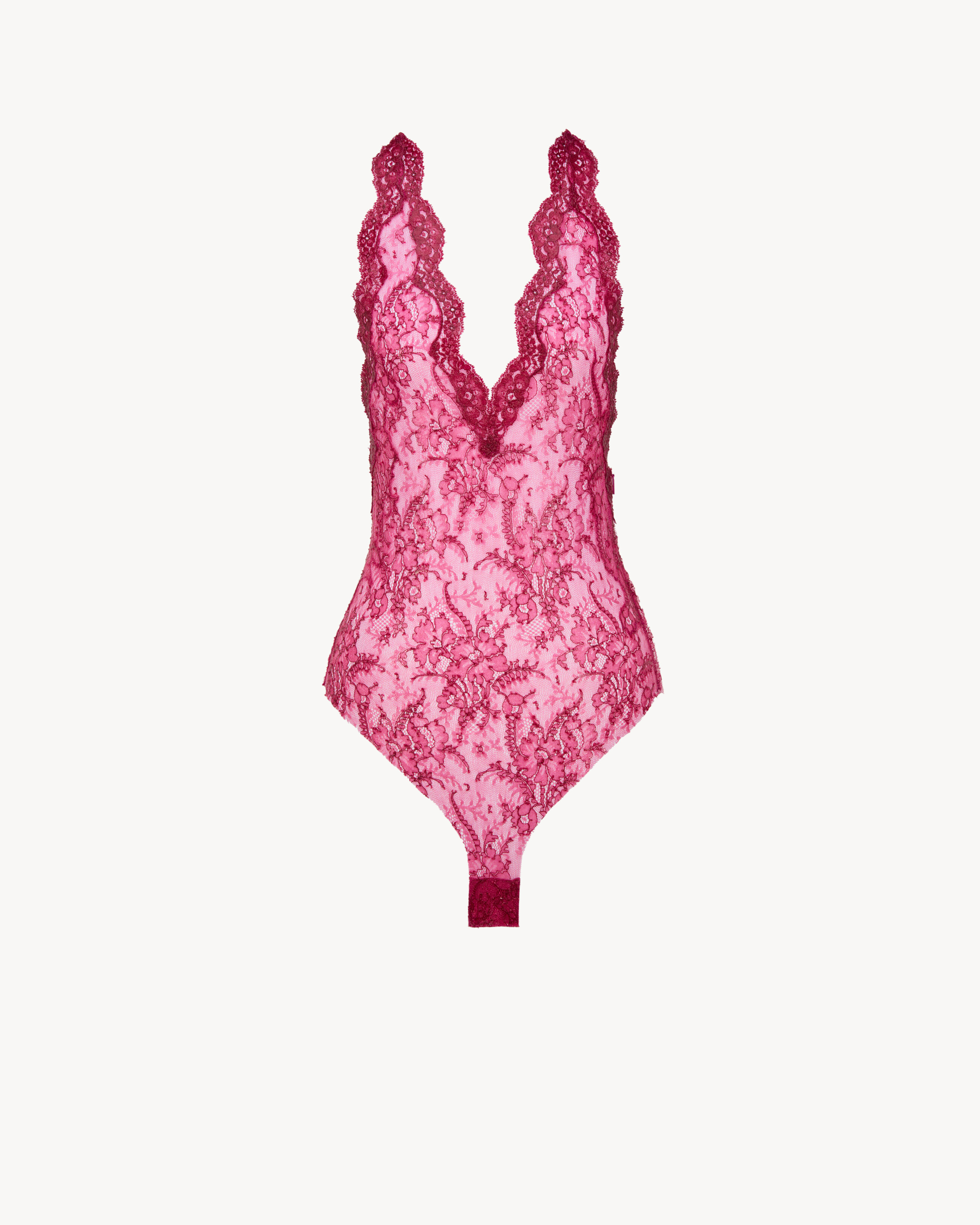 backless bodysuit in silicone-coated lace