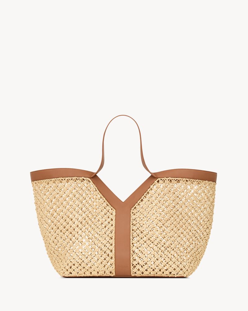 Y tote in raffia