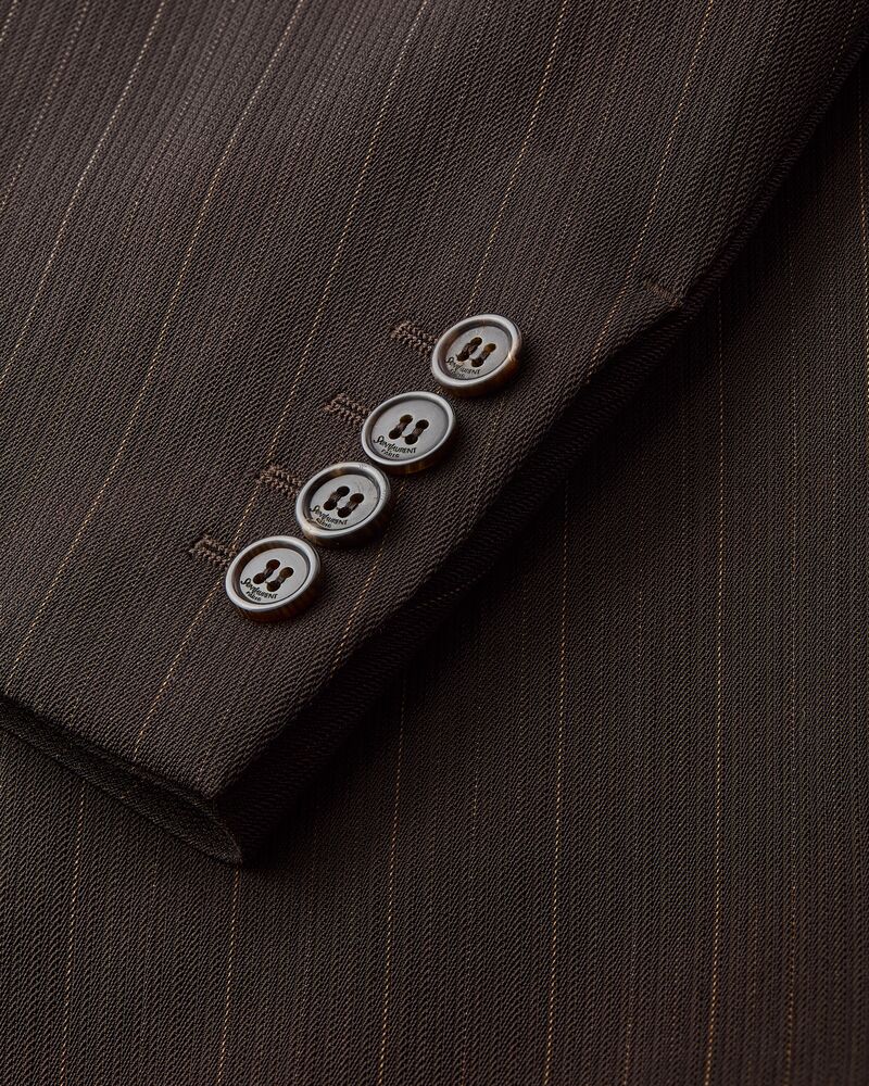 blazer com fechamento simples em lã mélange risca de giz
