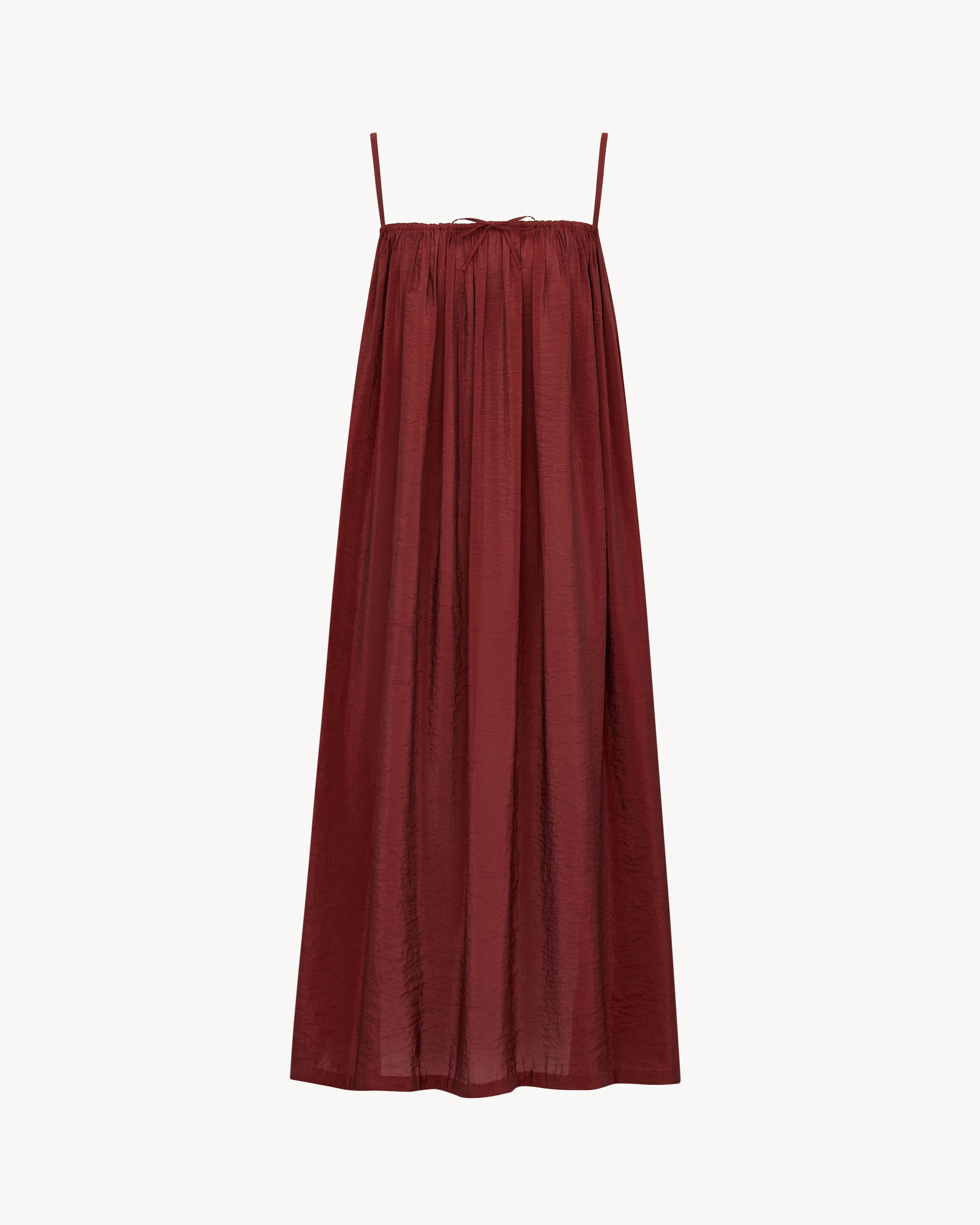 gathered midi dress in taffeta