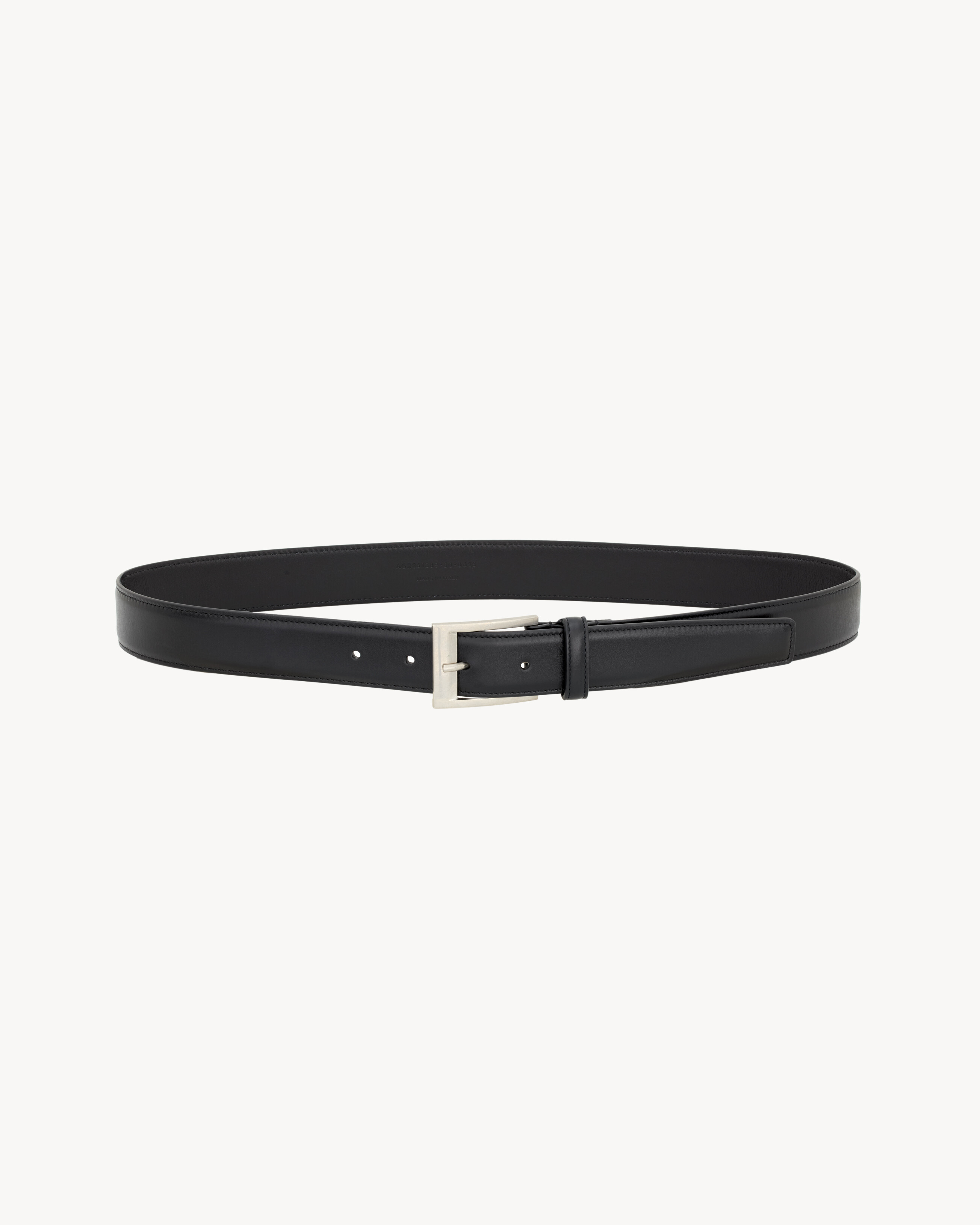 rectangular buckle belt in smooth leather