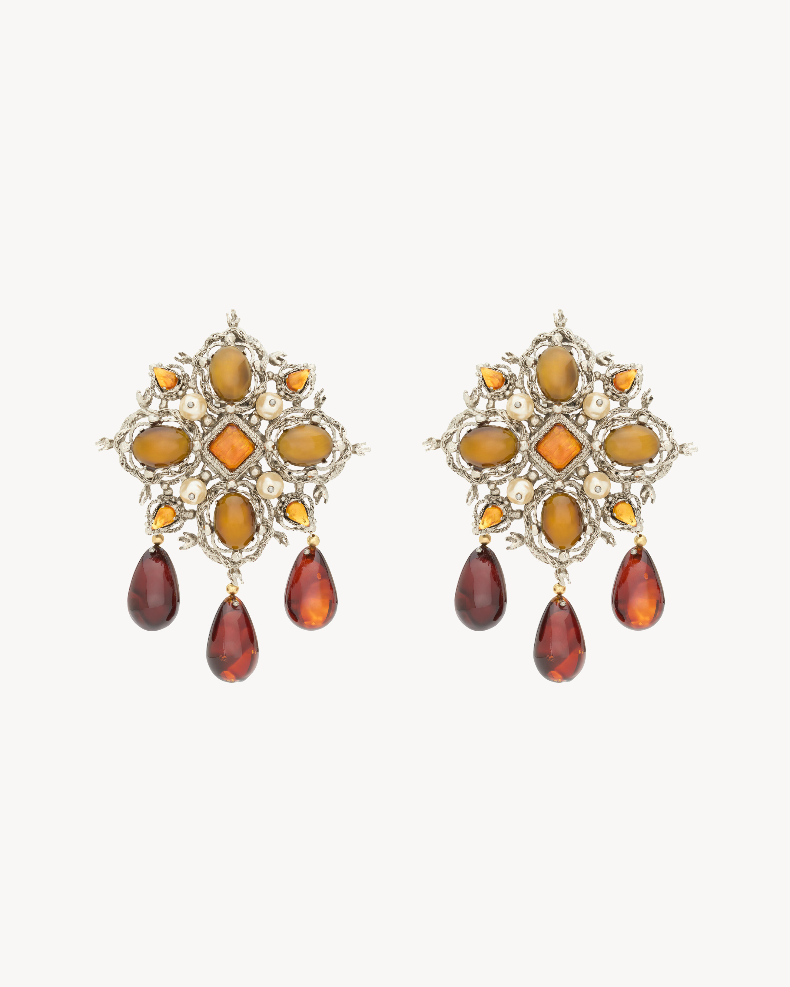 cabochon cross earrings in resin and metal