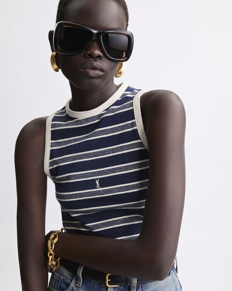 CASSANDRE tank top in striped cotton jersey