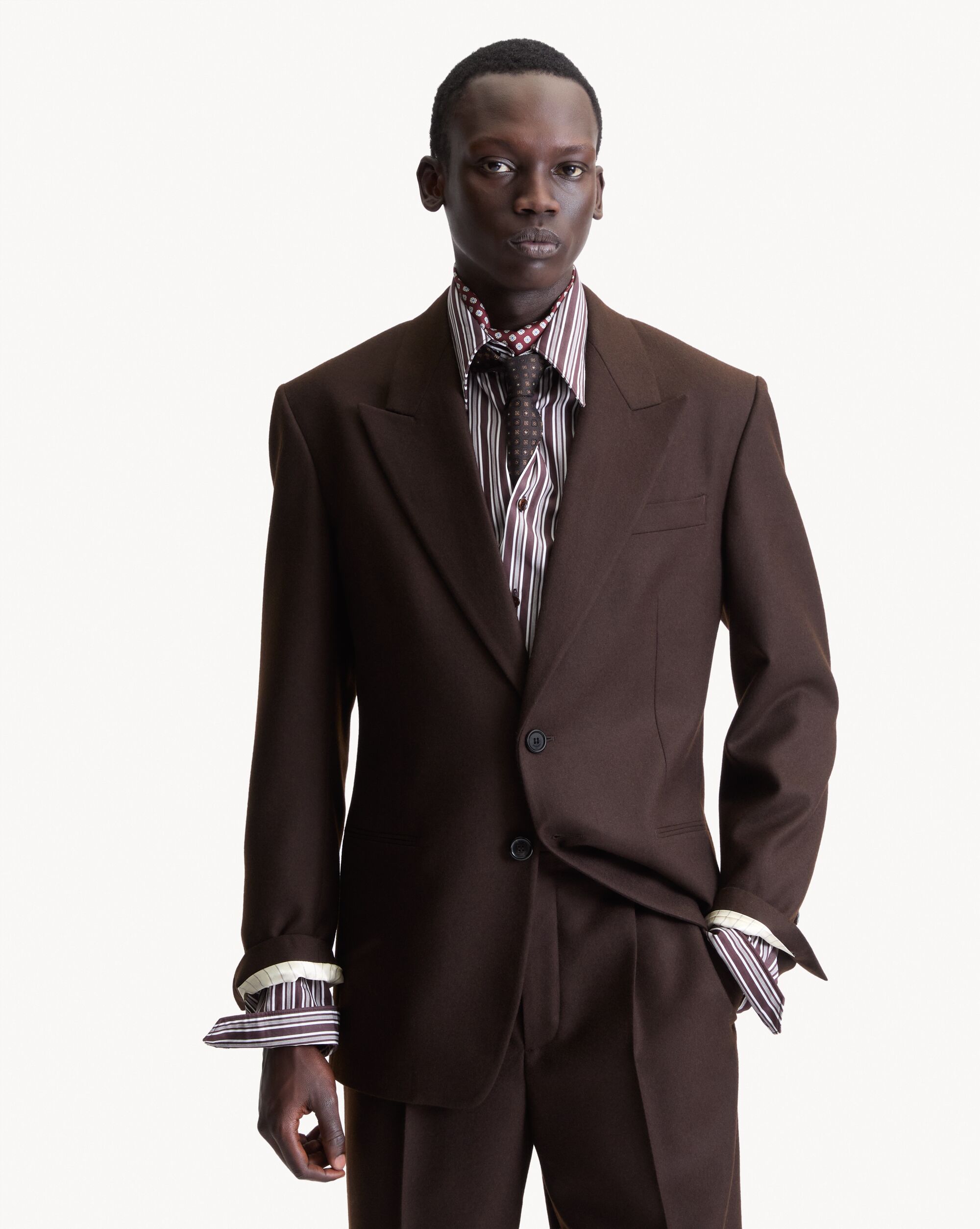 single-breasted jacket in brushed wool flannel