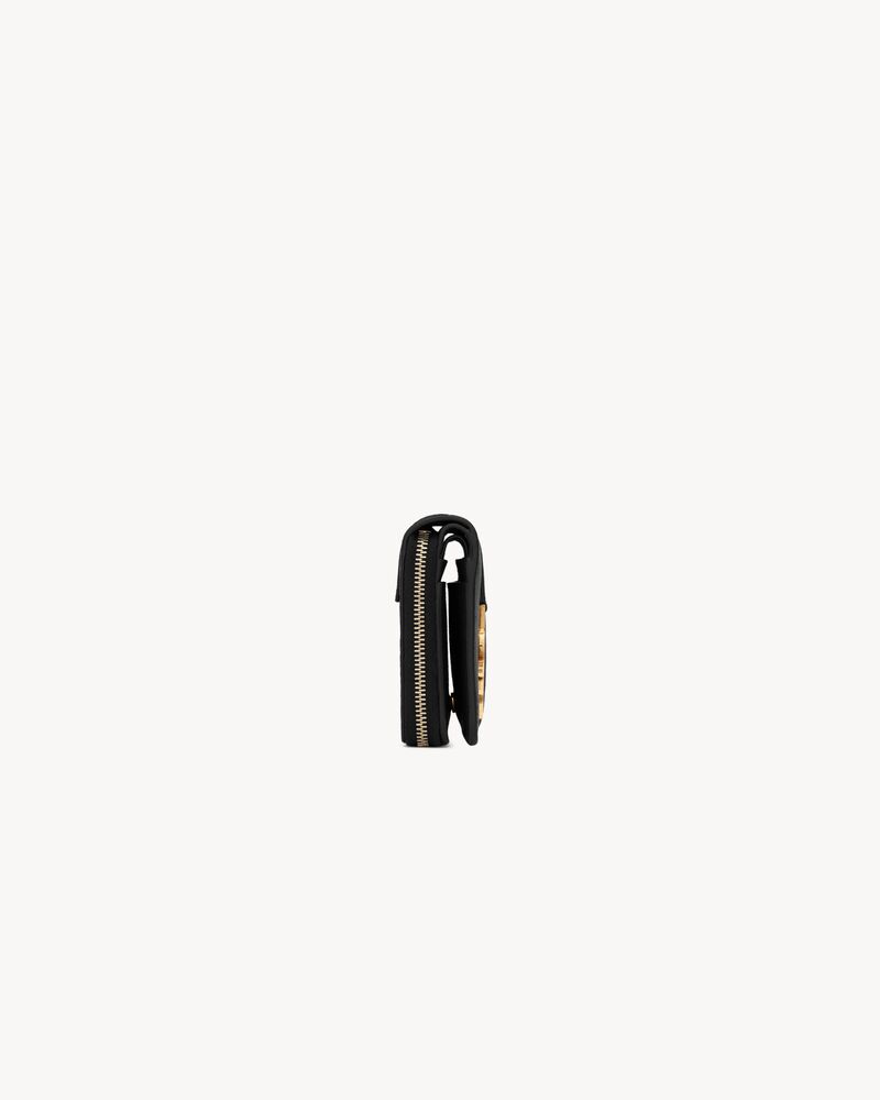 YSL LINE compact zippered wallet in grained leather
