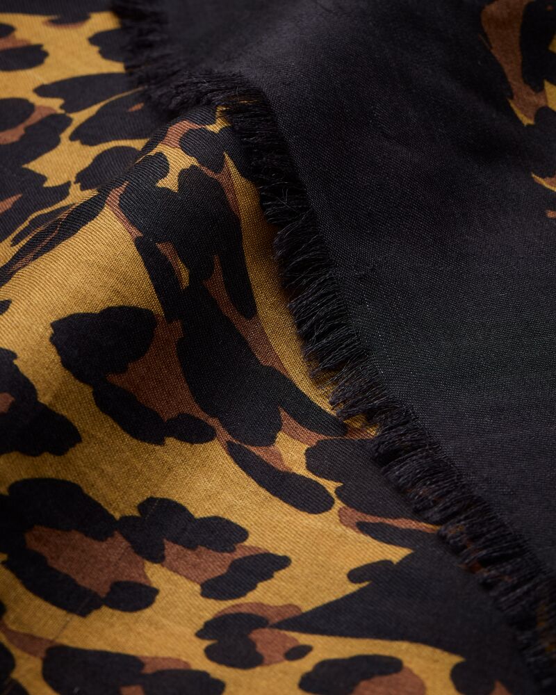 CASSANDRE leopard square scarf in wool twill