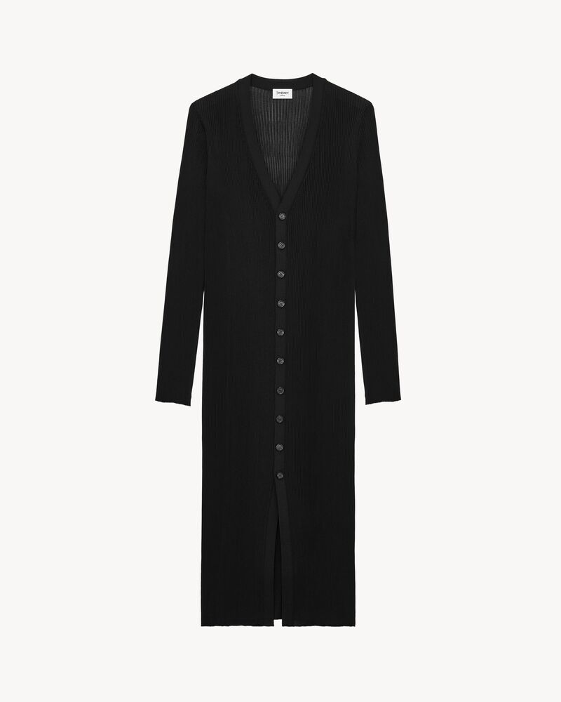 long cardigan in rib-knit