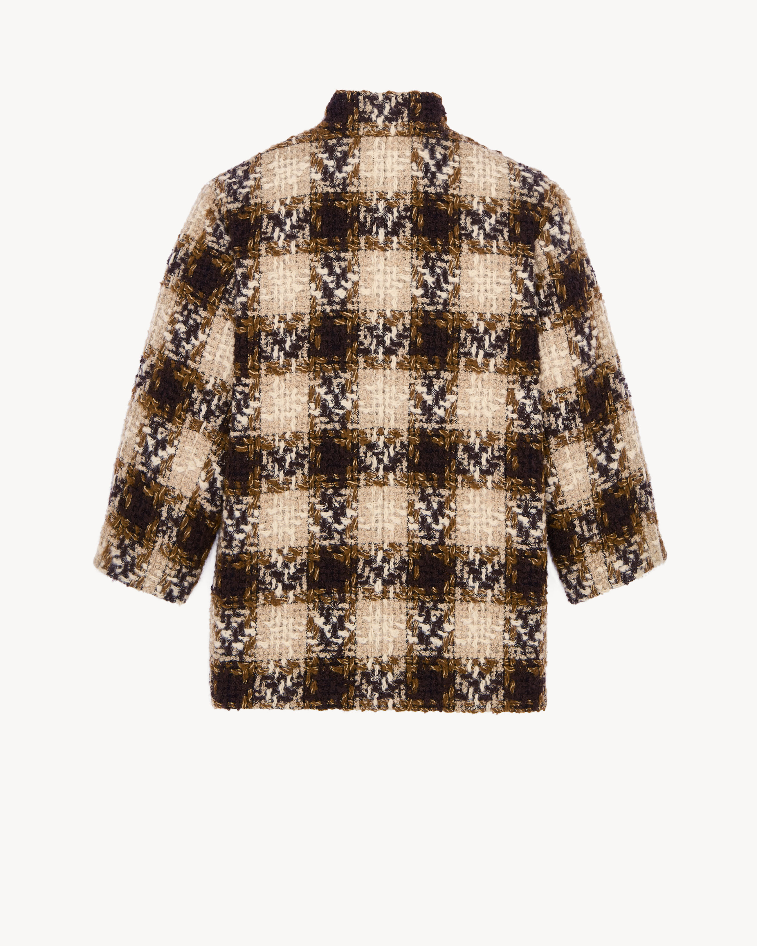 short coat in check tweed