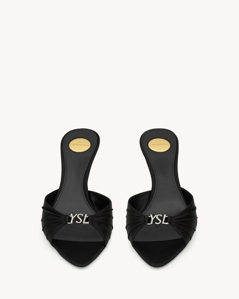 JERRY mules in satin crepe and rhinestones