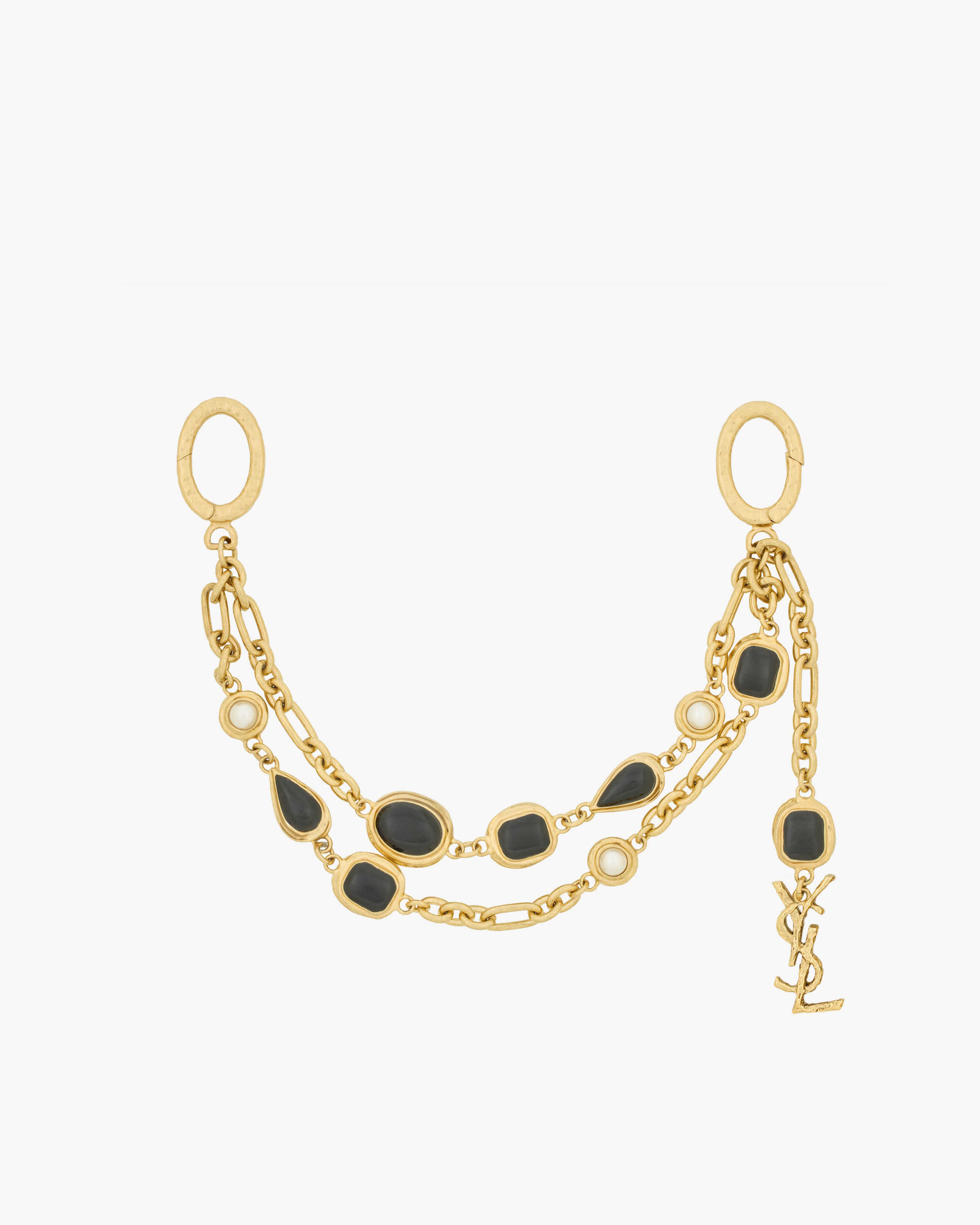 cabochon bag chain in enamel, resin, and metal