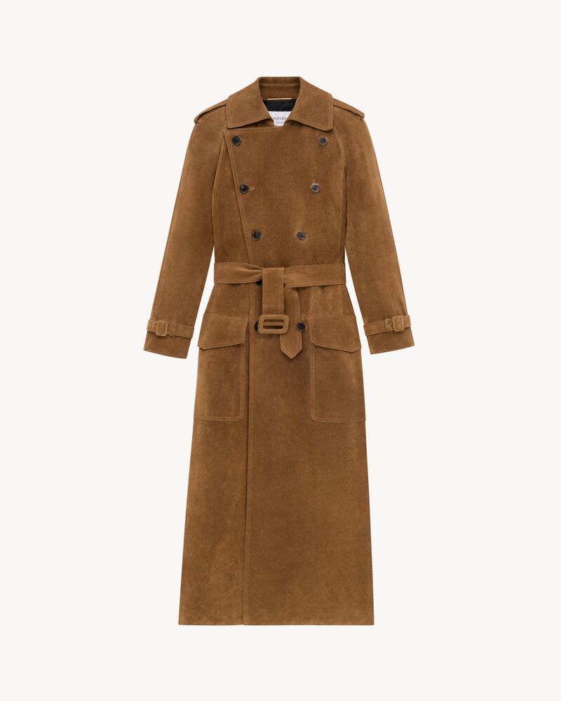 trench coat in suede