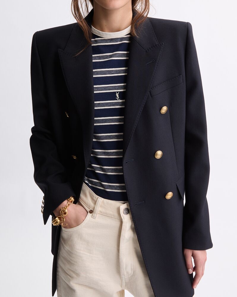 double-breasted jacket in wool gabardine
