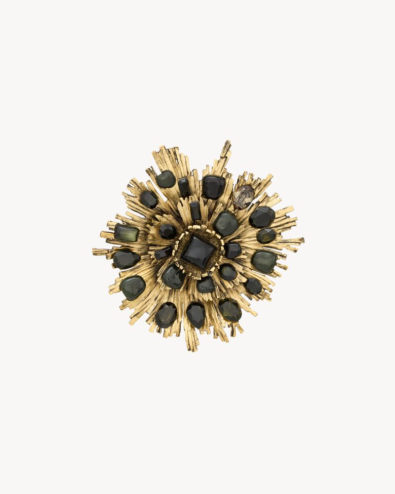 sunburst brooch in resin and glass