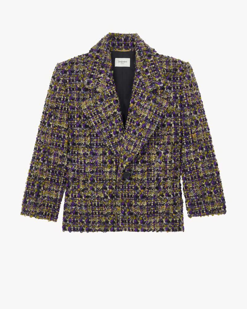イヴサンローラン ツイード チェックジャケット 金ボタン フランス製生地 ジャケット（ツイード） パープル | Saint Laurent | YSL JA-JP