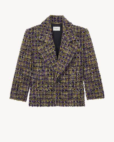 single-breasted jacket in tweed in Green | Saint Laurent | YSL EN-US